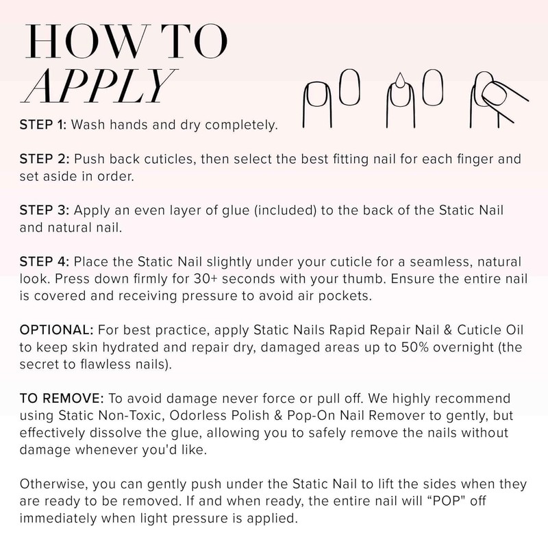 Static Nails Reusable Pop-On Manicure Set, Peach Sway Square (26