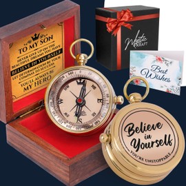 MYSTICKRAFT To My Son Engraved Pocket Compass Gift for Son, Graduation Gifts for Him, Birthday Gifts for Son from Mom Dad, Congratulations Gifts, Easter Gifts for Kids, Christmas, Scout Gifts for Boys