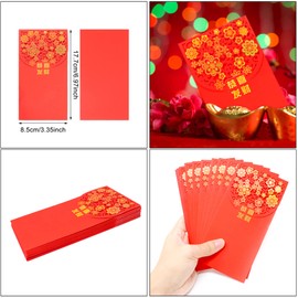 Honbay 10PCS Chinese Style Red Envelopes Lucky HongBao Money Pockets, 17.7x8.5cm/6.97x3.35inch(Congratulations and Prosperity)