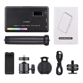 Domary W140 RGB LED Video Light Kit Pocket Video Conference Lighting CRI95+ 2500K-9000K Holder Computer Clip Cold Shoe Adapter for Mobile Vlog Live Streaming Online Meeting