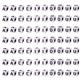 FASHEWELRY 500 Pieces White Acrylic Vocal Letter Beads A E I O U Initial Alphabet Beads 5mm Square Acrylic Alphabet Beads for DIY Jewelry Making