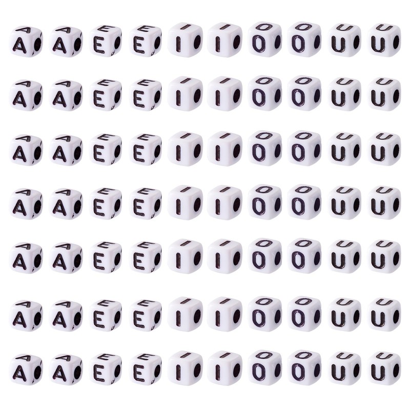 FASHEWELRY 500 Pieces White Acrylic Vocal Letter Beads A E