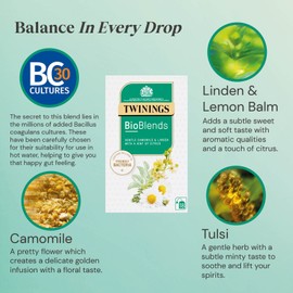 Twinings Bioblends Chamomile and Linden Tea with Friendly Bacteria, 72 Tea Bags (Multipack of 4 x 18 Teabags)