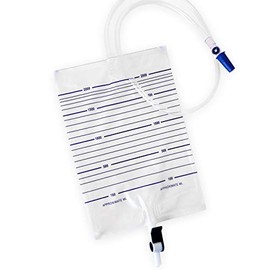 1pc Urine Drainage Bag 2000ml Capacity â STERILE Overnight Urine Bags with Lever Tap Valve and 90cm Tube - Drainable Urinary Bags - Non-Latex Bedside Urinary Night Bags