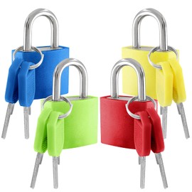 Litoexpe 4 Pcs Suitcase Locks with Keys, Small Luggage Locks Metal Padlocks Key Lock Set for School Gym(Dark Blue, Red, Green, Yellow; 1.3 inch x 0.91 inch)