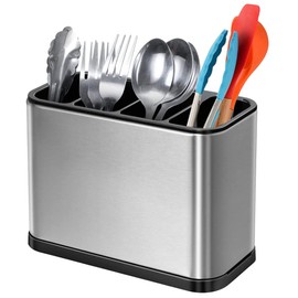 Bhina Kitchen Cooking Utensil Holder, Cutlery Holder, Cutlery Holder Made of Stainless Steel, Used to Organise Kitchen Worktops, Store Crockery and Cooking Utensils