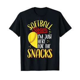 Funny Vintage Softball Sister I'm Just Here for the Snacks T-Shirt