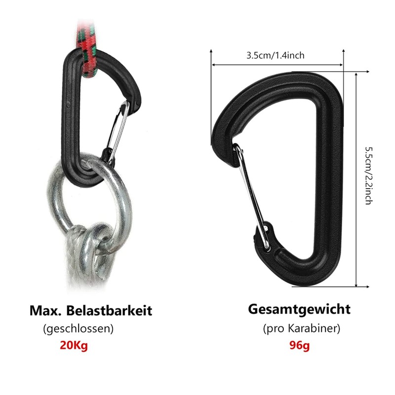 VOBOR Plastic Carabiner Set 20 Pieces Climbing Climbing Key Lock