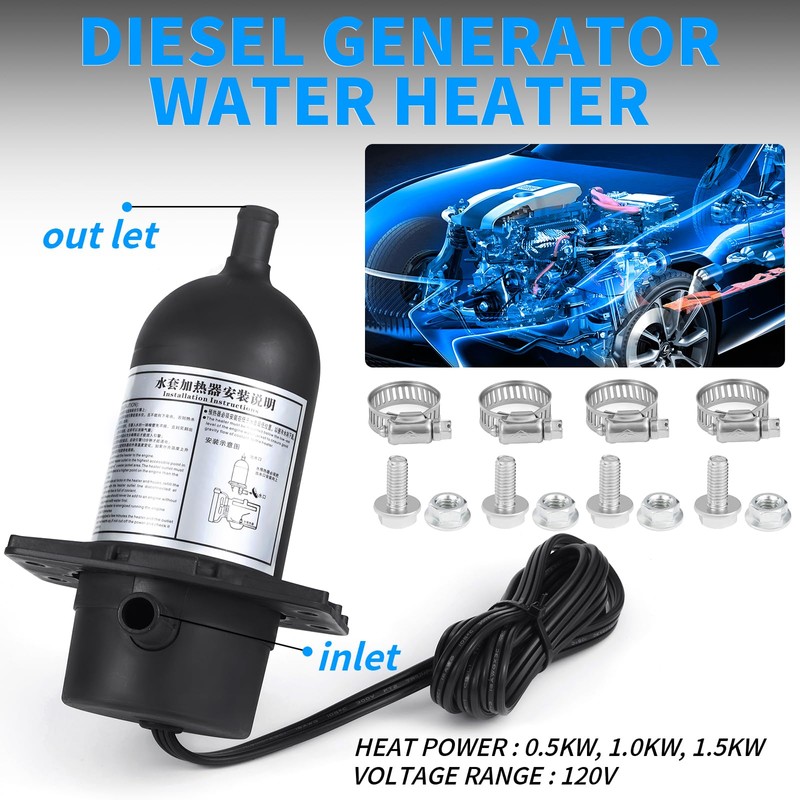 QRYDWQ 1500W 120V Engine Block Heater For Marine Generator Truck