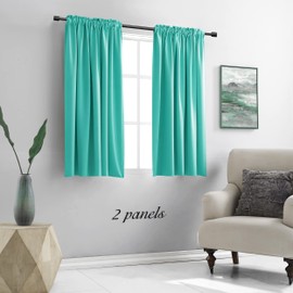 DONREN - Cortinas opacas de color turquesa para recámara, con aislamiento térmico y bolsillo para barra (42 x 54 pulgadas, 2 paneles)