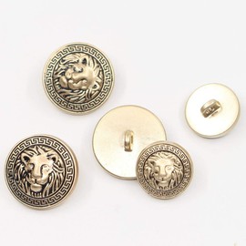 10PCS Clothes Buttons - Fashion Lion Head Sewing Button Round Shaped Metal Button Set for Men Women Blazer, Coat, Uniform, Shirt, Suit and Jacket (Gold, 25mm)