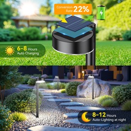 Ahaorigin 12 Pack Solar Pathway Lights Outdoor, 12 Brighter LED Solar Lights Outdoor Waterproof, Up to 12 Hrs Modern Path Light for Yard Garden Walkway Driveway Lawn, Cool White