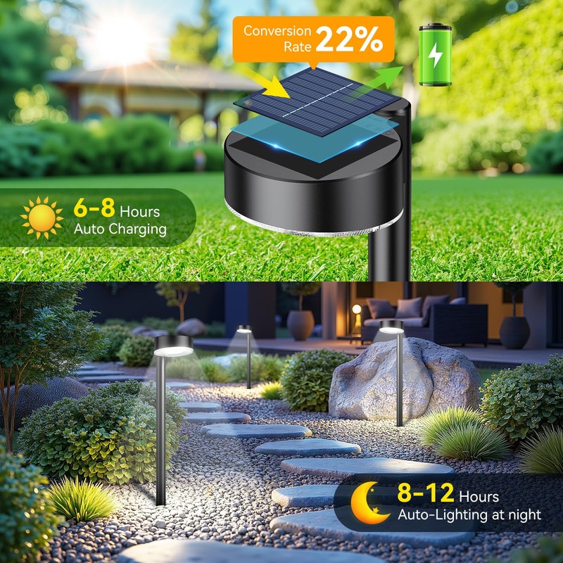Ahaorigin 12 Pack Solar Pathway Lights Outdoor, 12 Brighter LED