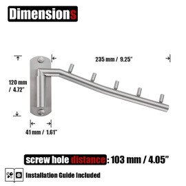 JQK Folding Clothes Hanger Rack, Stainless Steel Swing Arm Hook Holder, Clothing Hanging System Drying Closet Storage Organizer Brushed Finished Wall Mount 2 Pack, SHR100-BN-P2