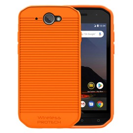 Wireless PROTECH Case Compatible with CAT S48C. Slim Flexible Rugged Case with Drop Protection (Orange)