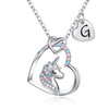 Hidepoo Unicorn Necklace Gifts - 14K White Gold Plated Cubic