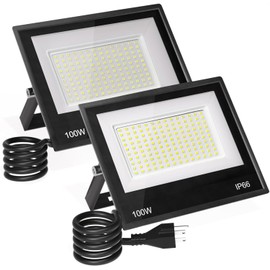 XXBSAZ 2 Pack 100W Flood Lights Outdoor Convertible IP66 Water-Proof Outdoor Light for Backyard,Garage,BBQ Area,Parking Lot,Pool