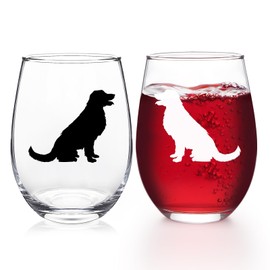 Futtumy Golden Retriever Wine Glasses Set of 2, Golden Retriever Gifts for Women, Dog Lovers Gifts for Women, Gifts for Dog Lovers for Christmas Birthday Mother's Day, 17Oz Wine Glass for Women