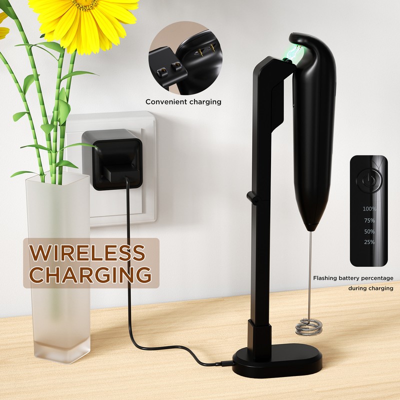 Fully Automatic Electric Milk Frother Wireless Handheld Milk Frother with