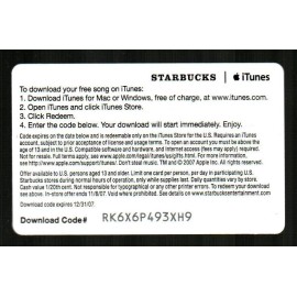 iTunes STARBUCKS / ITUNES Song of the Day, Brandi Carlile ( 2007 ) Card ( EXPIRED )