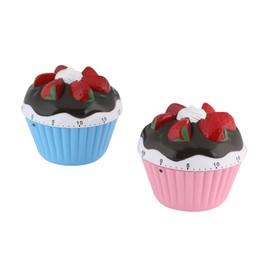 axentia 128176 Cupcake Timer, Robust Egg Timer up to 60 Minutes Timer, Plastic, Pink/Blue, 7 x 7.4 cm