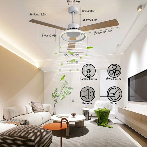 Unbranded 52 Inch Ceiling Fan With Lamp Outdoor Black Ceiling