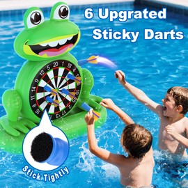 MOONTOY Pool Toys for Kids, Inflatable Frog Dart Board Game, Pool Games for Beach & Backyard, Summer Water Toys for Boys Girls Ages 6-12, Teens & Adults (Pump Included)