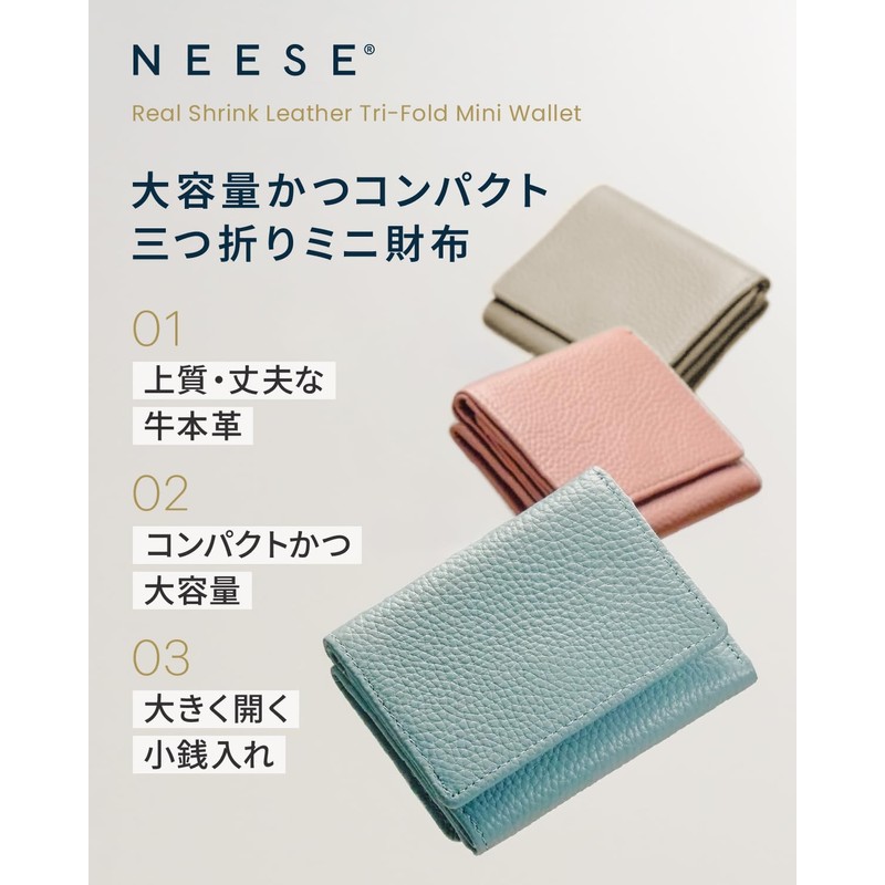 NEESE 【the Minimalist】Mini Wallet, Choose from 17 Colors, Fold-Free Bill