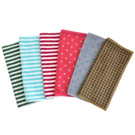 ORI365 Imabari Towel Hand Towel, Set of 6, Handkerchief, Water Absorbent, 100% Cotton, Made in Japan, 9.8 x 9.8 inches (25 x 25 cm), Towel Handkerchief (Set of 6 3 Assortments)