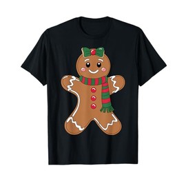 Cute Gingerbread with Bow Christmas Costume Xmas T-Shirt
