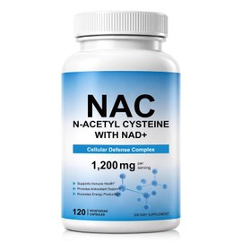 NAC Supplement 1200 mg with 1150 mg N-Acetyl L-Cysteine & 50 mg NAD Coenzyme, Antioxidant & Energy Metabolism Support, Vegan, Gluten Free, Non-GMO, 120 Capsules