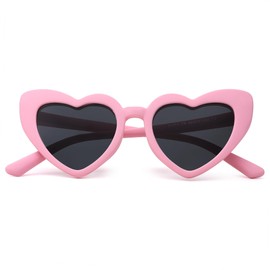COASION Kids Girls Polarized Heart Sunglasses Flexible Pink UV400 Sunnies Lovely Shades for Toddler Age 2-8 (Pink)