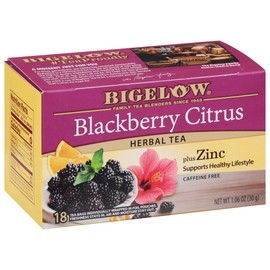 Bigelow Tea Blackberry Citrus Plus Zinc Herbal Tea, Caffeine Free Tea with Blackberry, 18 Count Box (Pack of 6), 108 Total Tea Bags