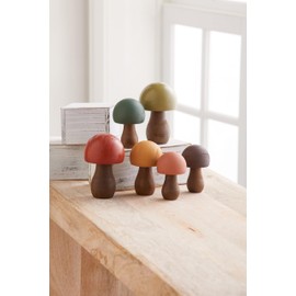 Set of 18 Unique Colors Wood Mushrooms, everyday mantel decor, colorful mushrooms, nature lover gifts, accent decor, shelf sitters, primary colors, green gold tablescape (Paint Set of 18)