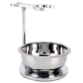 SANWA Deluxe Heavyweight Stainless Shaving Brush Razor Stand with Big Soap Bowl Set,Dad Gifts,Boyfriend Gifts,Husband Gifts for Him