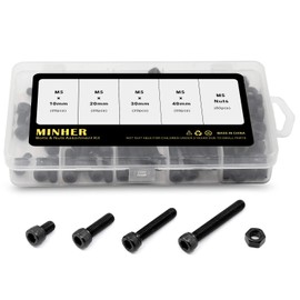 M5 Allen Screw and Nut Combination Box Mechanical Hex Socket Bolt Set Black 12.9 Degree Carbon Steel
