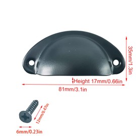 Ruidee 12 Picecs Shell Cup Handles Vintage Half Moon Drawer Pull Handle with Screws for Cabinet Cupboard Dresser Wardrobe Drawer (Black)