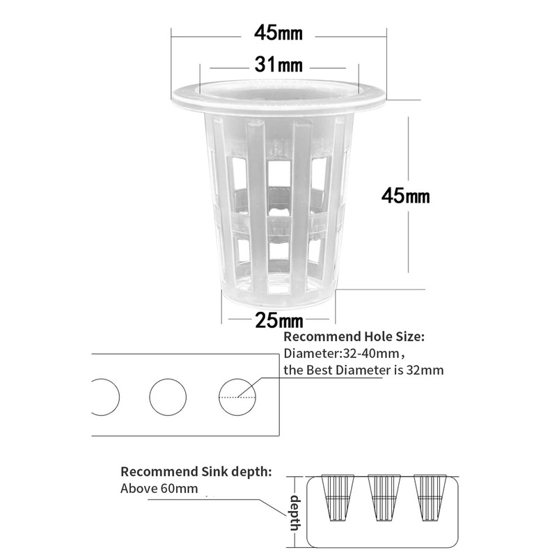 LAPOND 100 Pack 1 Inch Net Pots,Garden Slotted Mesh Net