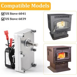 Adviace 80456 Auger Motor for US Stove 6039 6037 6033 & USSC 6039 Pellet Stove, Agitator for American Harvest 6041 6041i & US Stove 6041 & USSC 6041 Pellet Stove, Replacement for US Stove Auger Motor