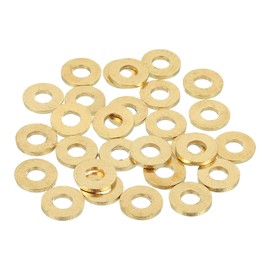 sourcing map 38 Pack Brass Flat Washer, M5 Copper Washers Crush Washer Kit Assortment, 5mm ID, 12mm OD, 1.5mm Thick for Bolts Screws Machinery Repair, Outdoor Construction