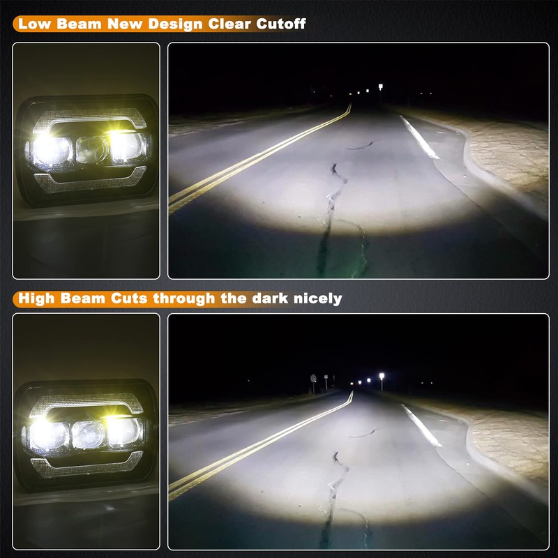 5x7 7x6 Headlights H6054 Headlights with Yellow Turn Signal White
