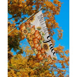 Fall Flags for Outside 2x3 ft Thanksgiving Happy Fall Y’ll Orange Pumpkin Sunflower Harvest Autumn Double Sided Waterproof Flag Grommets Banner Flags for Porch Yard Garden Outdoor Decorations