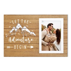 ElegantPark Engagement Gifts for Couples Picture Frame Wedding Gifts for Couple Engagement Gift for Him Her Romantic Engaged Gifts Let The Adventure Begin 4X6 Photo Frame Wood
