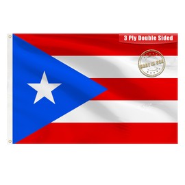 3ply Puerto Rico Flag 2X3 Ft Double Layers Heavy Duty Durable Large Puerto Rican Flag Banner Outdoor Indoor Decorations with 2 Brass Grommets