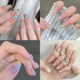 HNUIX Nail Rhinestones Kit Aurora Flatback Clear Moonlight Nail Charms Glass Gems Stones 1450Pcs Nail Art Gems Diamonds Jewels Multi Shapes Sizes Nail Charms for Nails DIY Faces Eyes Makeup