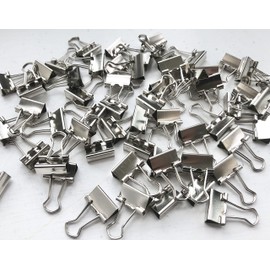 15mm, Small Silver Metal Design Foldback Clips Paper Binder Clamps Clips Colour (30)