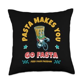 Funny Bicycle Bike Turbo Trainer Cycling Cyclist Pasta Throw Pillow