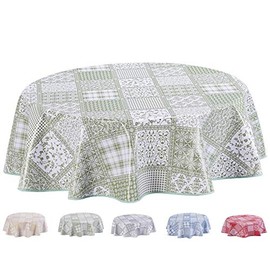 Home Direct Round Oilcloth PVC Wipe Clean Tablecloth Table Cover 155cm 61" Sage Green