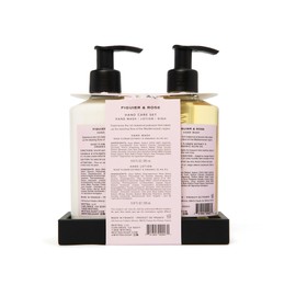 Flora Mediterranea Figuier & Rose Hand Care Duo Caddy Set, Hand Wash (9.97 fl oz) with Hand Lotion (9.97 fl oz) & Silicone Dish