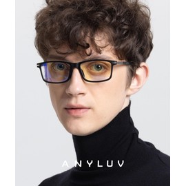 ANYLUV Blue Light Glasses for Men,Rectangle Business Style Glasses, Carbon Fiber Straight Legs Glasses for Eye Protection